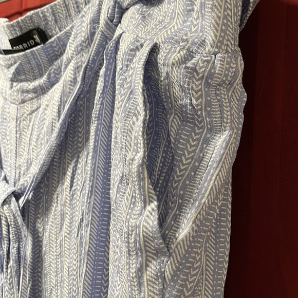 NWT Torrid 3 - light blue boho vertical stripe, gauze, wide leg, belted pants - Picture 8 of 13